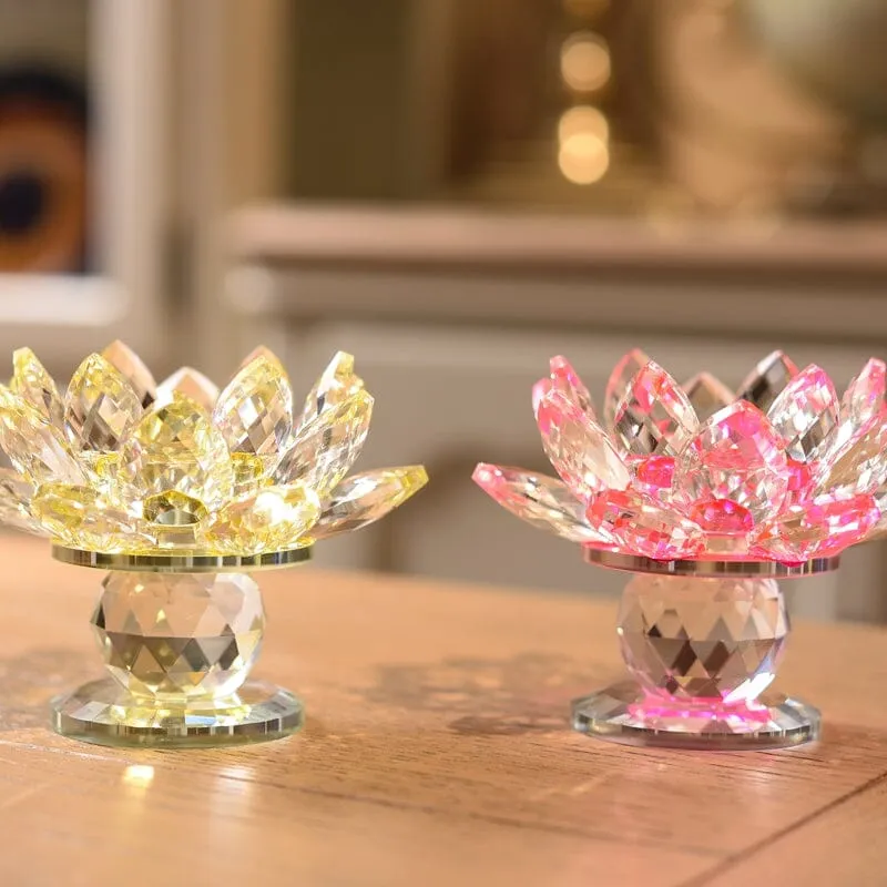 Crystal Glass Lotus Flower Candle Holder