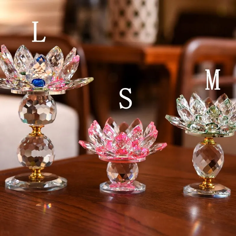 Crystal Glass Lotus Flower Candle Holder