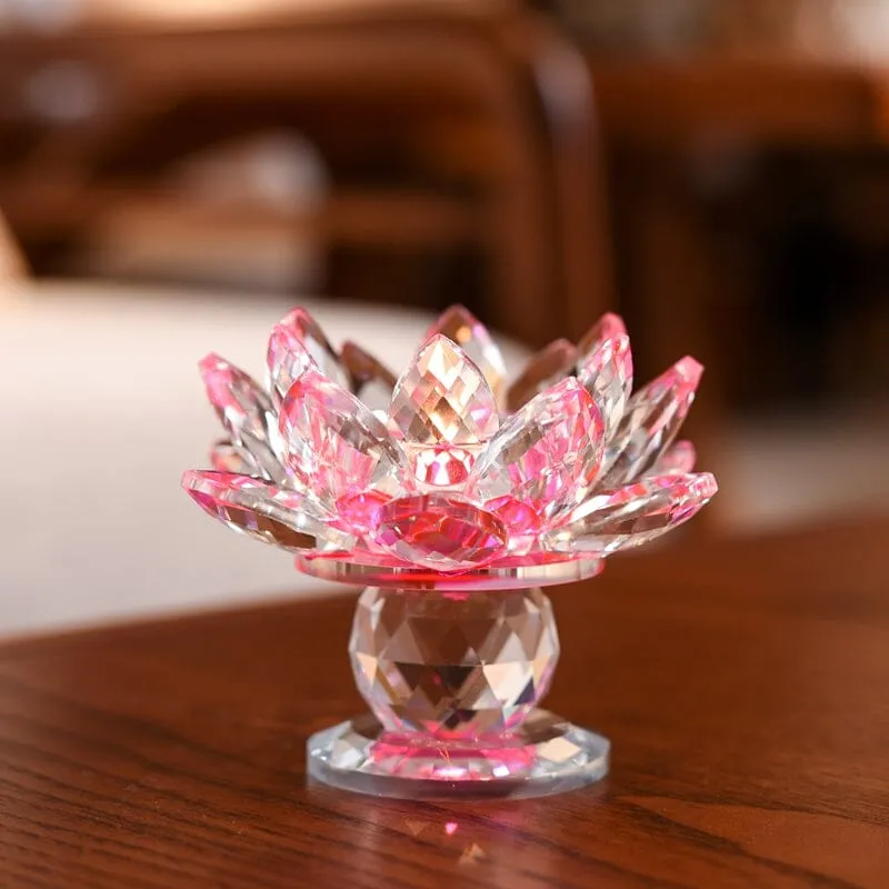 Crystal Glass Lotus Flower Candle Holder