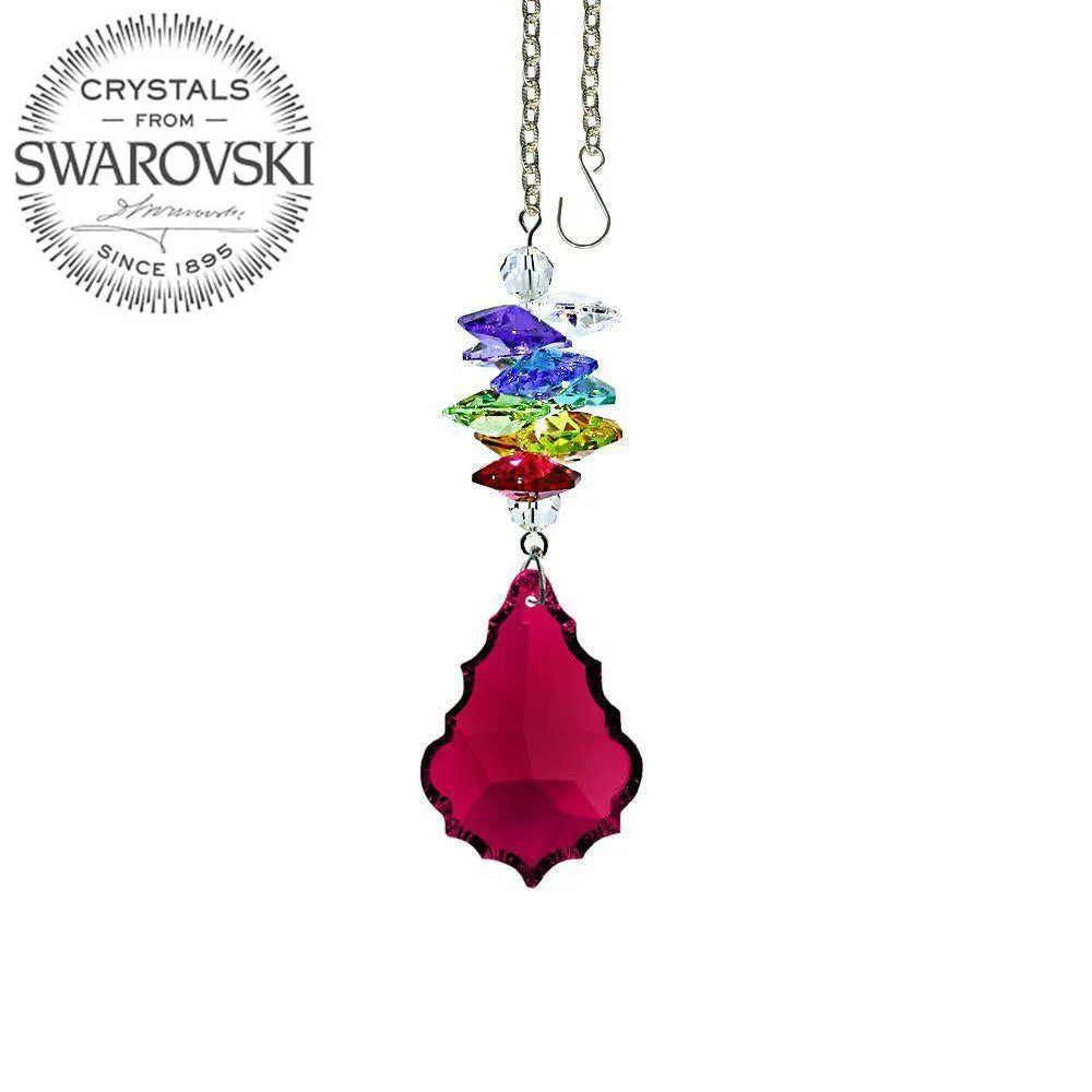 Crystal Ornament Bordeaux Crystal Pendeloque Prism Colorful Swarovski Crystals 3 1/2-inches