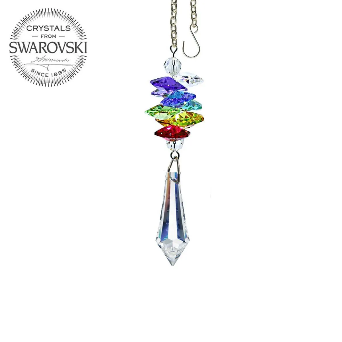 Crystal Ornament Clear Crystal Icicle Prism Colorful Swarovski Crystals 3 1/2-inches