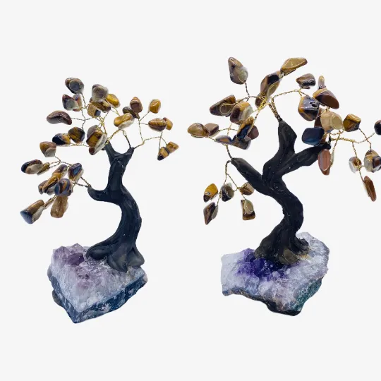 Crystal Prosperity Tree, 8" Gemstone Trees, Abundance Money Tree, Bonsai Tree, Citrine, Aventurine, Tiger eye Fengshui Home Decor