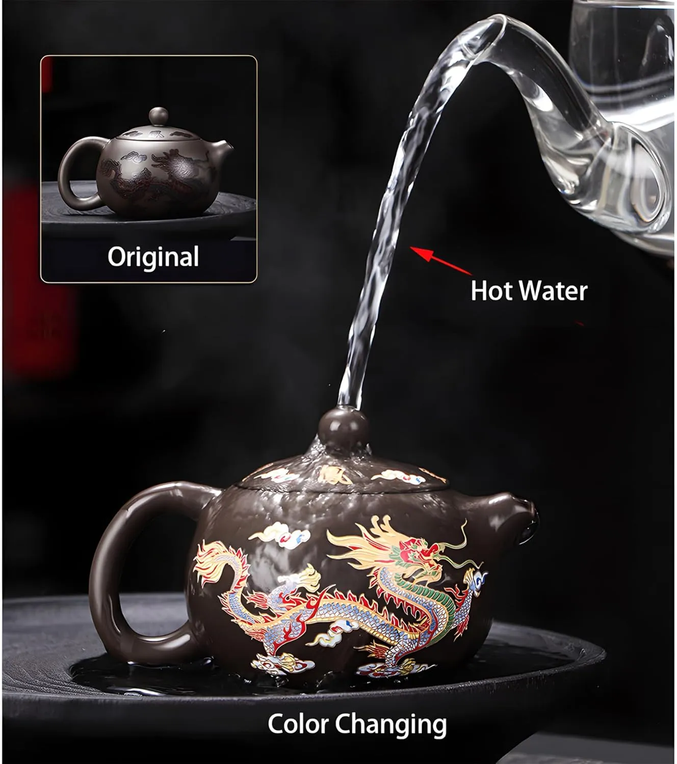 Dragon and Phoenix Auspicious Zisha Pot Set