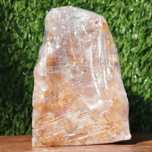 Excel Citrine Geode Cathedral Crystal Cluster | Home Decoration Raw Quartz Minerals Chakra Reiki Crystal | Healing Crystals Natural Rough Stones Crystal| 7 X 4.6 X 3.8 Inch