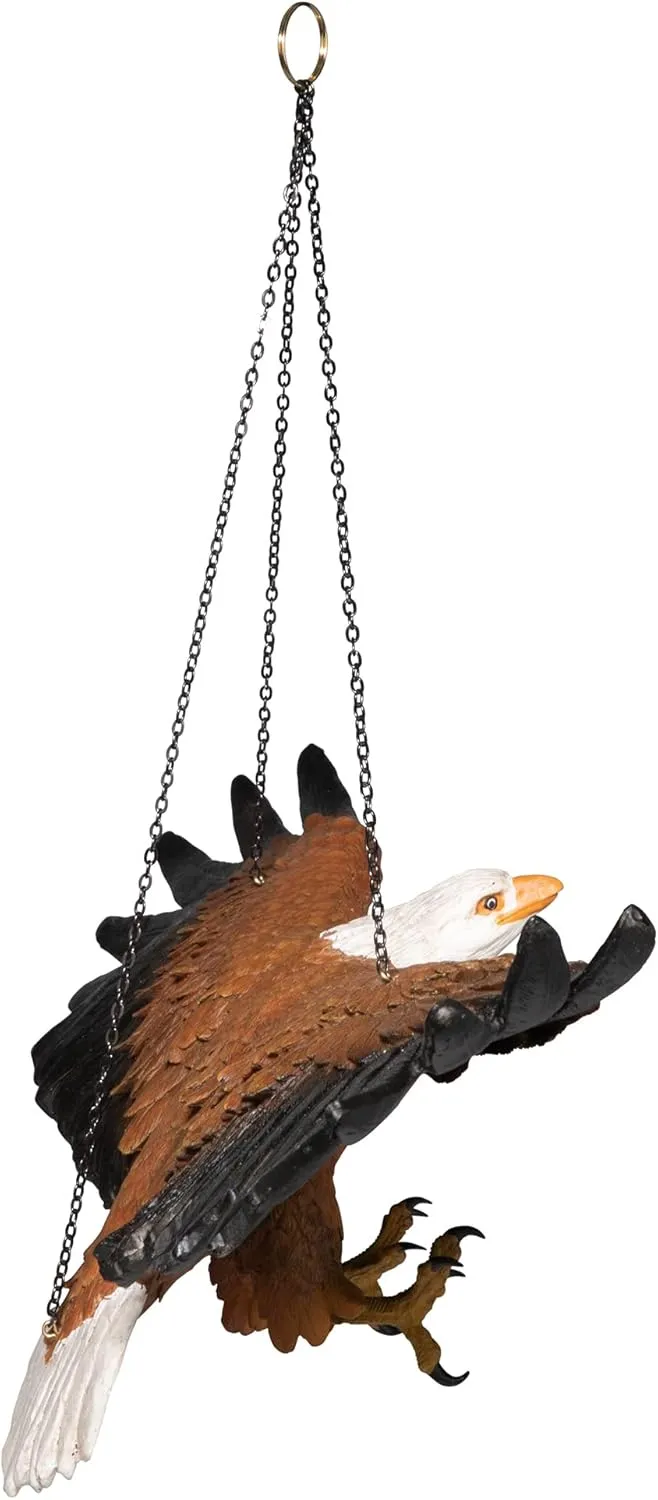 Flight of Freedom American Bald Eagle Hanging Bird Statues, 19 Inch, Set of Two