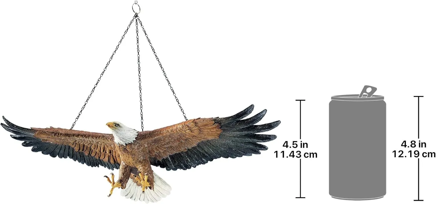 Flight of Freedom American Bald Eagle Hanging Bird Statues, 19 Inch, Set of Two