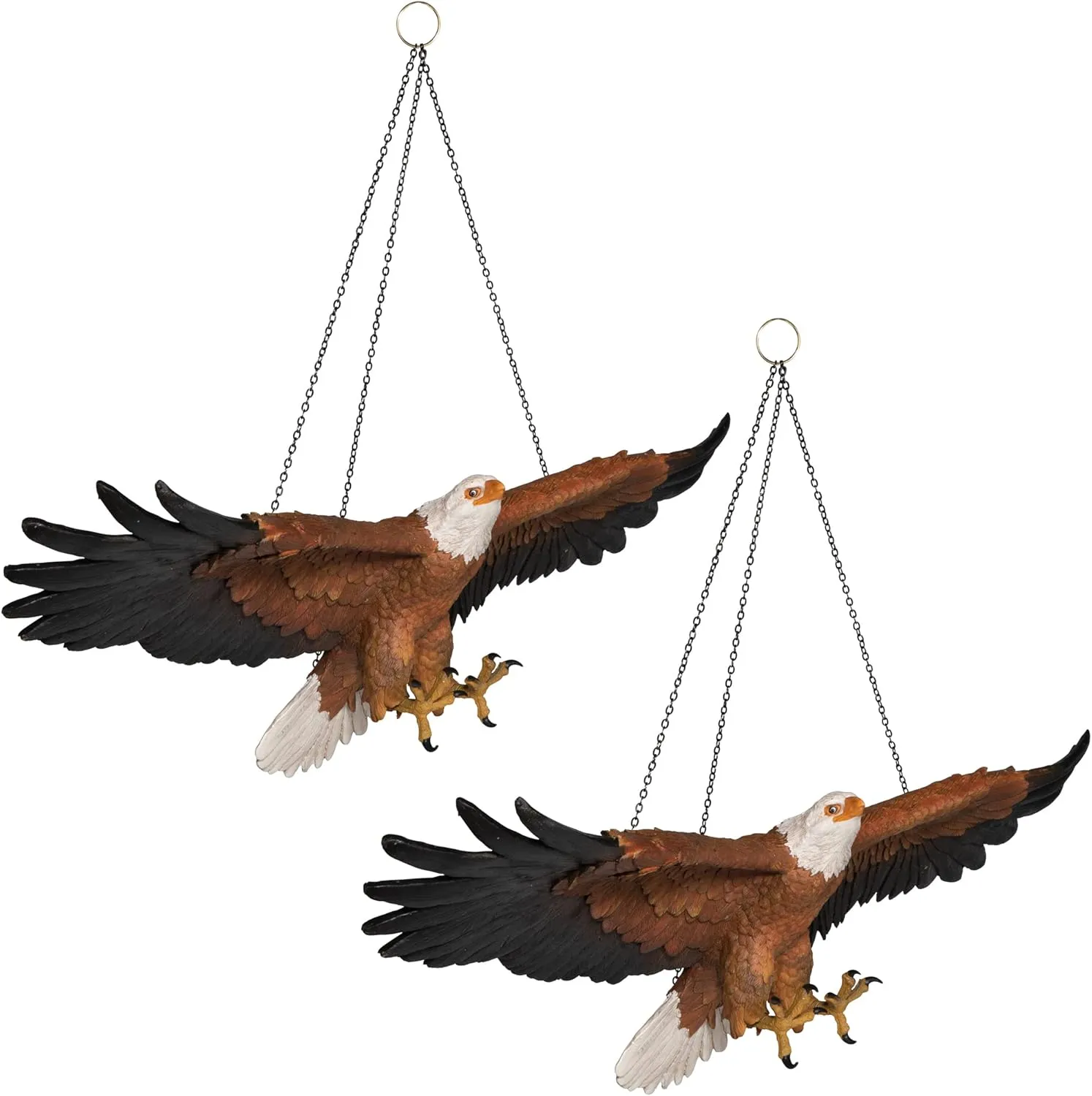 Flight of Freedom American Bald Eagle Hanging Bird Statues, 19 Inch, Set of Two