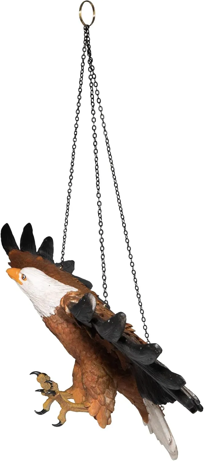 Flight of Freedom American Bald Eagle Hanging Bird Statues, 19 Inch, Set of Two