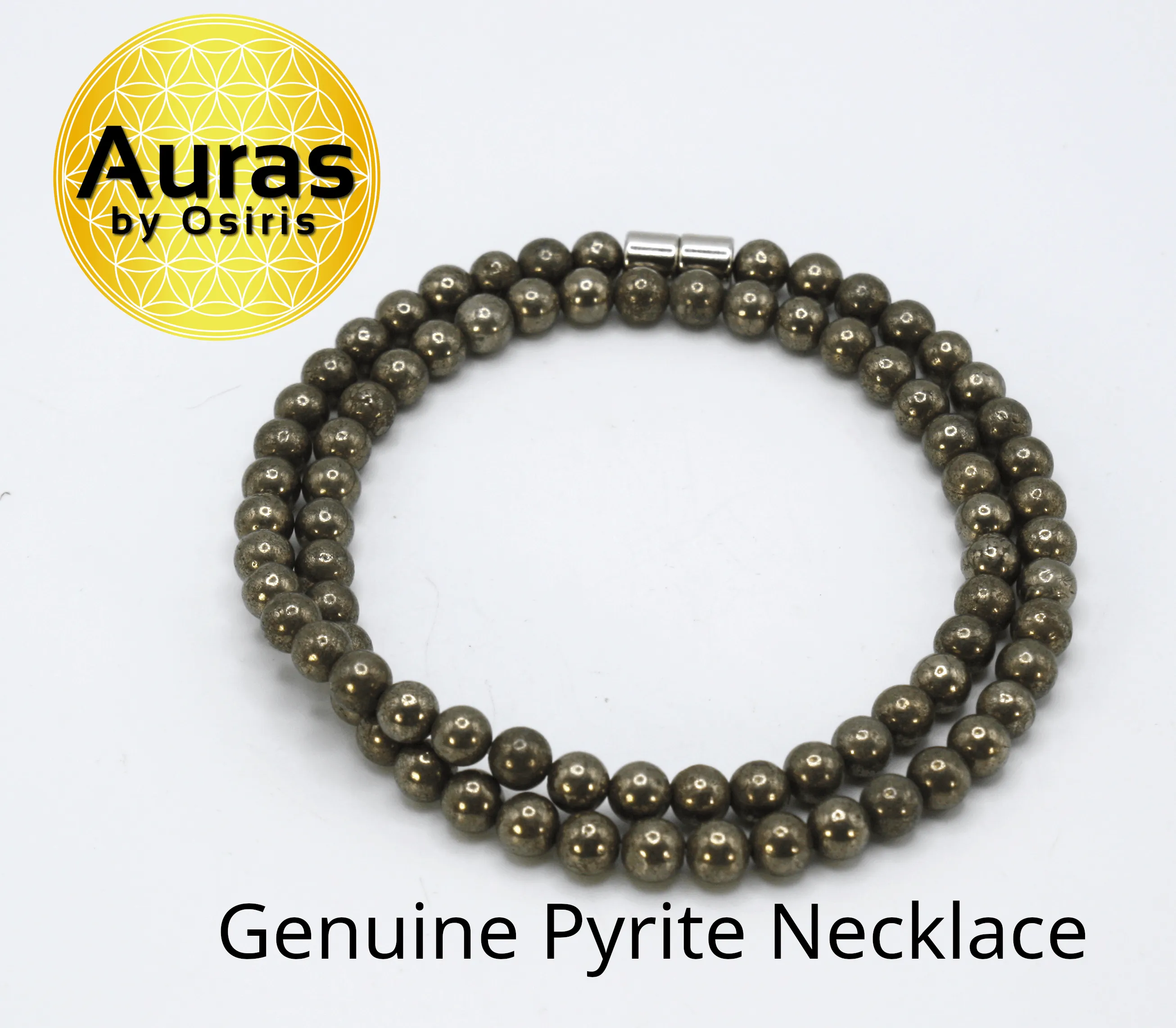 Genuine Pyrite Necklace - Gifts for Men/Women - 6mm Bead Diameter - Prosperity Jewelry - Protection Stone