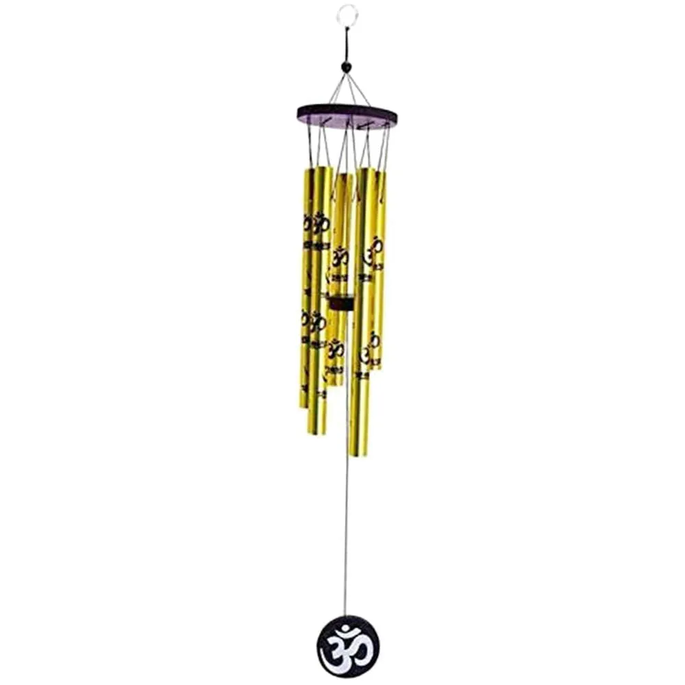 GJ Vastu Om Hanging Wind Chime for Home, Balcony and Bedroom Positive Energy with Good Sound (Gold) - 45 CM