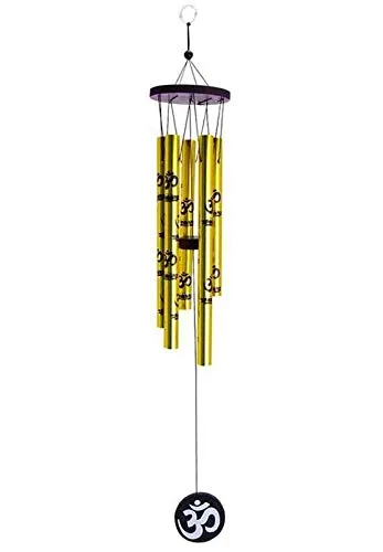 GJ Vastu Om Hanging Wind Chime for Home, Balcony and Bedroom Positive Energy with Good Sound (Gold) - 45 CM