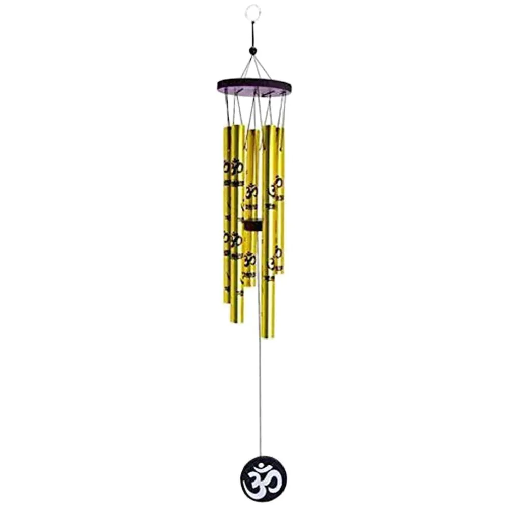 GJ Vastu Om Hanging Wind Chime for Home, Balcony and Bedroom Positive Energy with Good Sound (Gold) - 45 CM