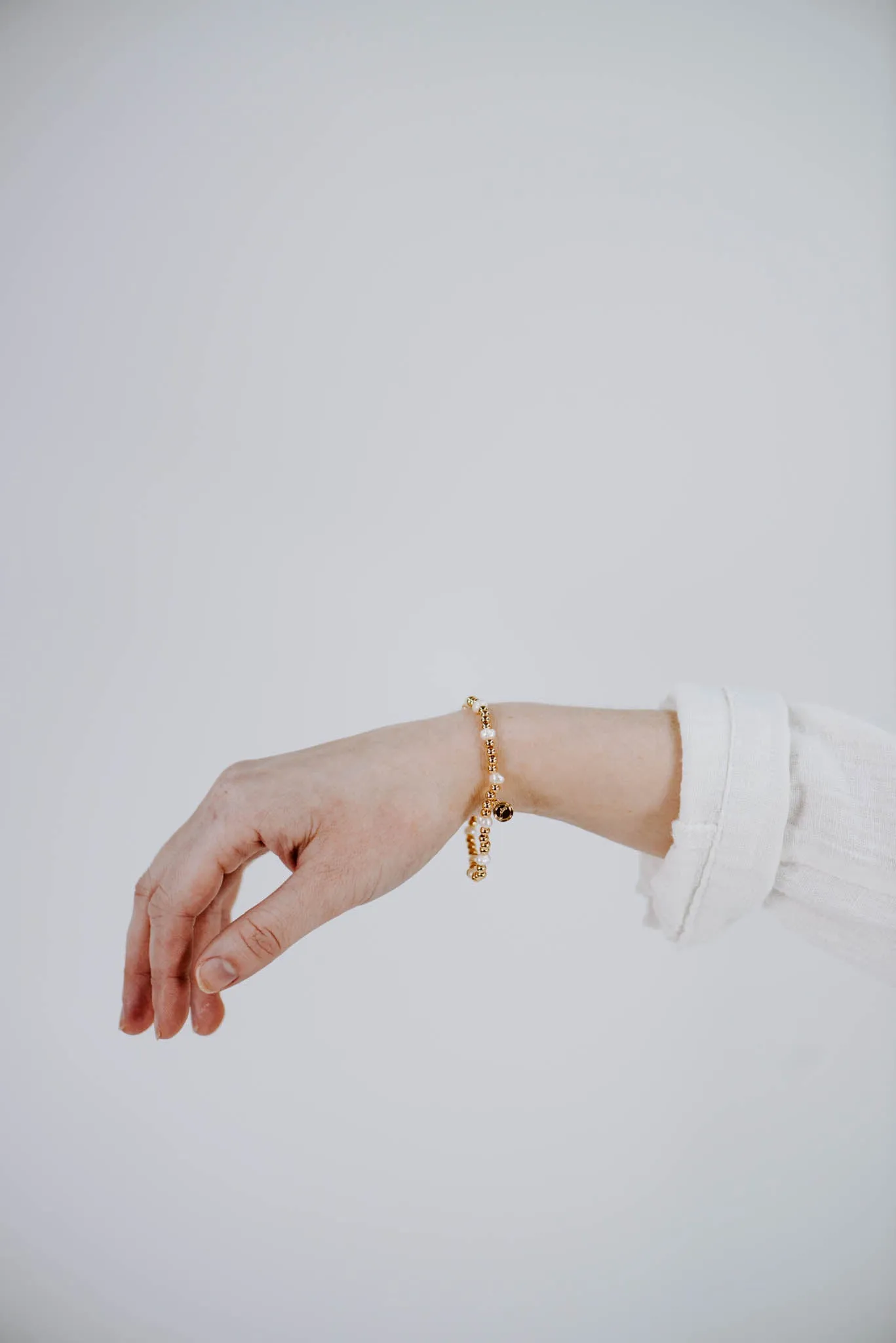 Gold Ball & Pearl Bracelet | 18K Gold Plated