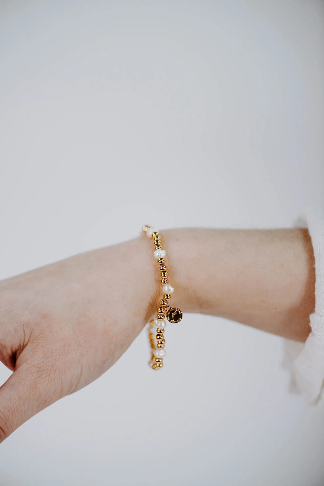 Gold Ball & Pearl Bracelet | 18K Gold Plated