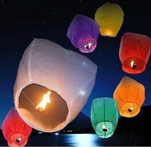 GRAND SHOP Paper Sky Lantern Set of 8 Pcs