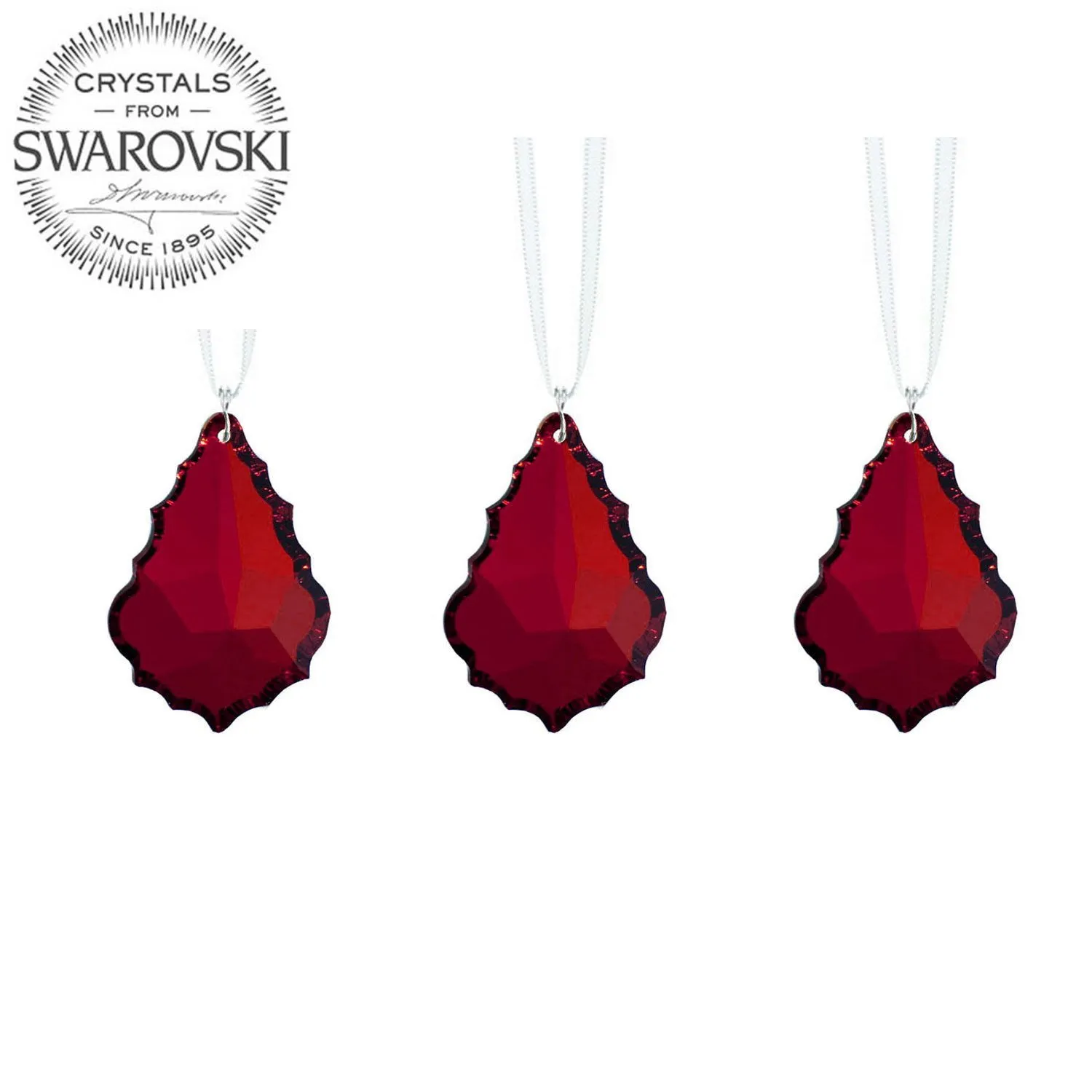 Hanging Crystals Bordeaux Red Pendeloque Swarovski Crystal Prisms, 3 Pcs