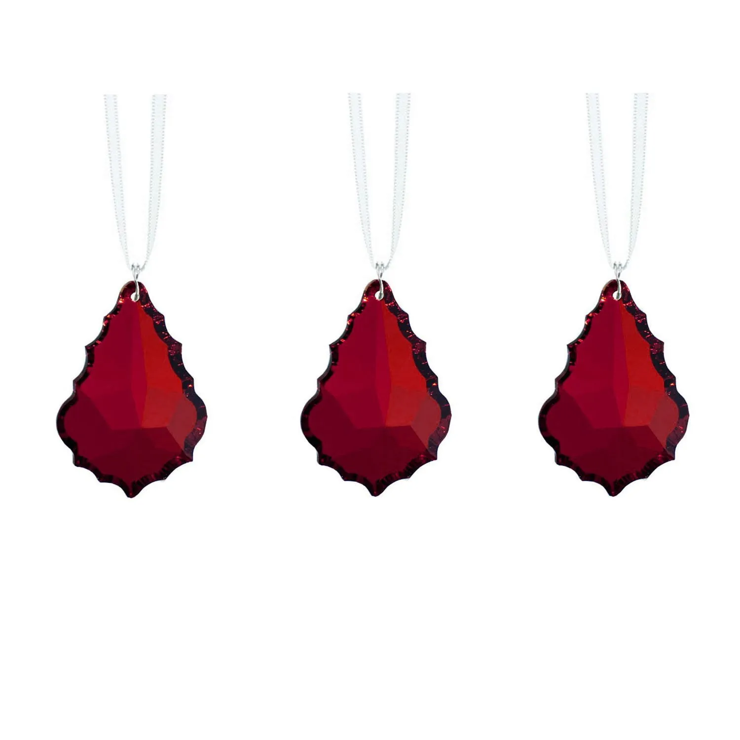 Hanging Crystals Bordeaux Red Pendeloque Swarovski Crystal Prisms, 3 Pcs