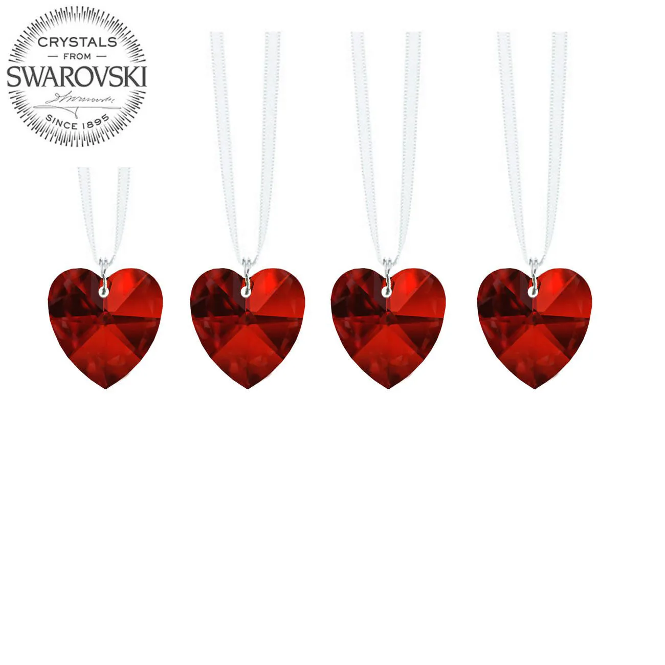 Hanging Crystals Bordeaux Red Swarovski Crystal Heart Prisms, 4 Pcs