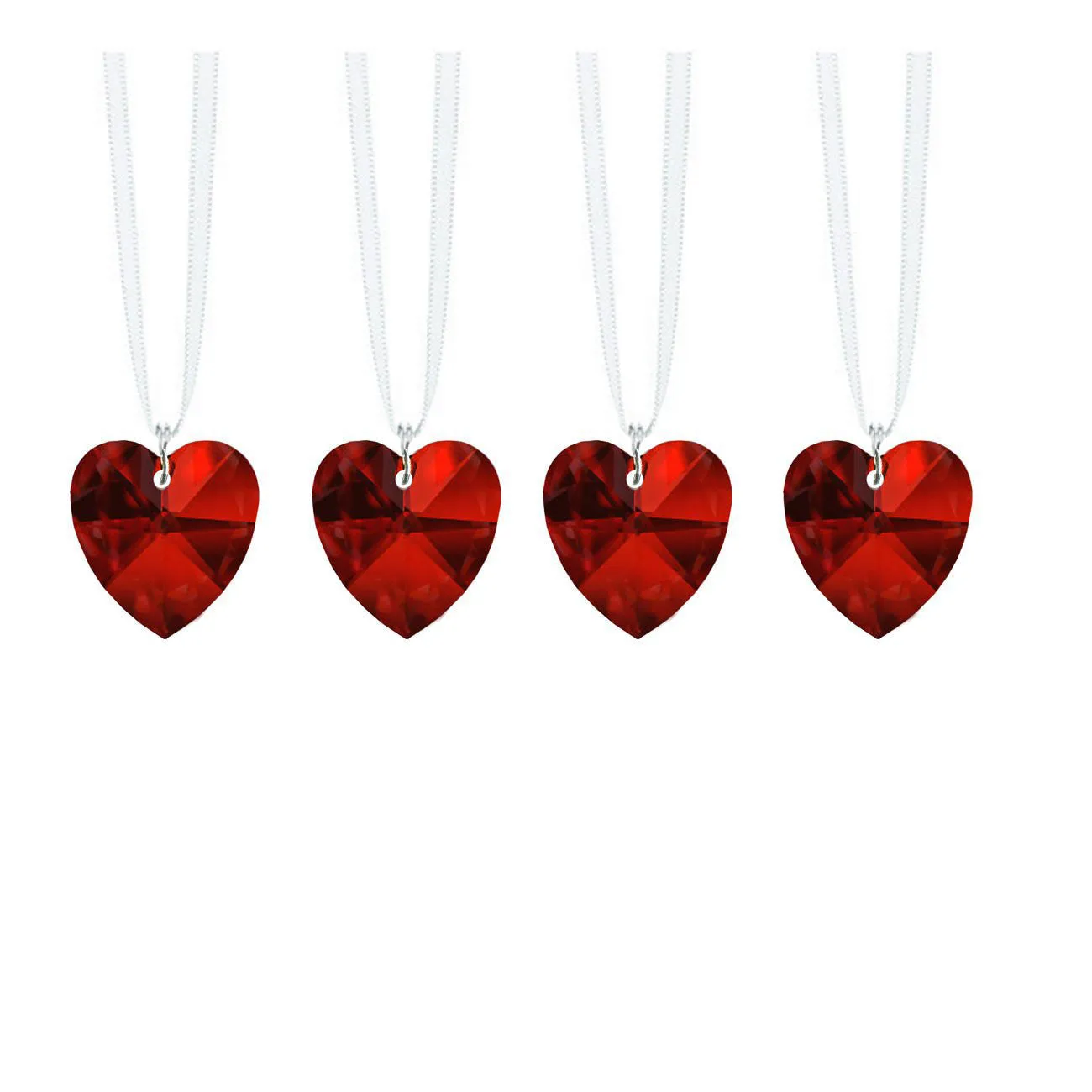 Hanging Crystals Bordeaux Red Swarovski Crystal Heart Prisms, 4 Pcs