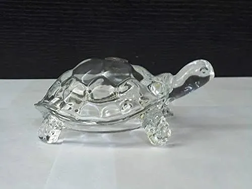 HappinessHills Crystal Turtle Tortoise, Good Luck Best Gift for Career & Luck Wealth Sign Statue, Vastu, Showpiece (Transparent) 1 pcs 9 x 9 x 9cm, Pack of 1 pcs