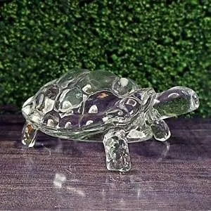 HappinessHills Crystal Turtle Tortoise, Good Luck Best Gift for Career & Luck Wealth Sign Statue, Vastu, Showpiece (Transparent) 1 pcs 9 x 9 x 9cm, Pack of 1 pcs