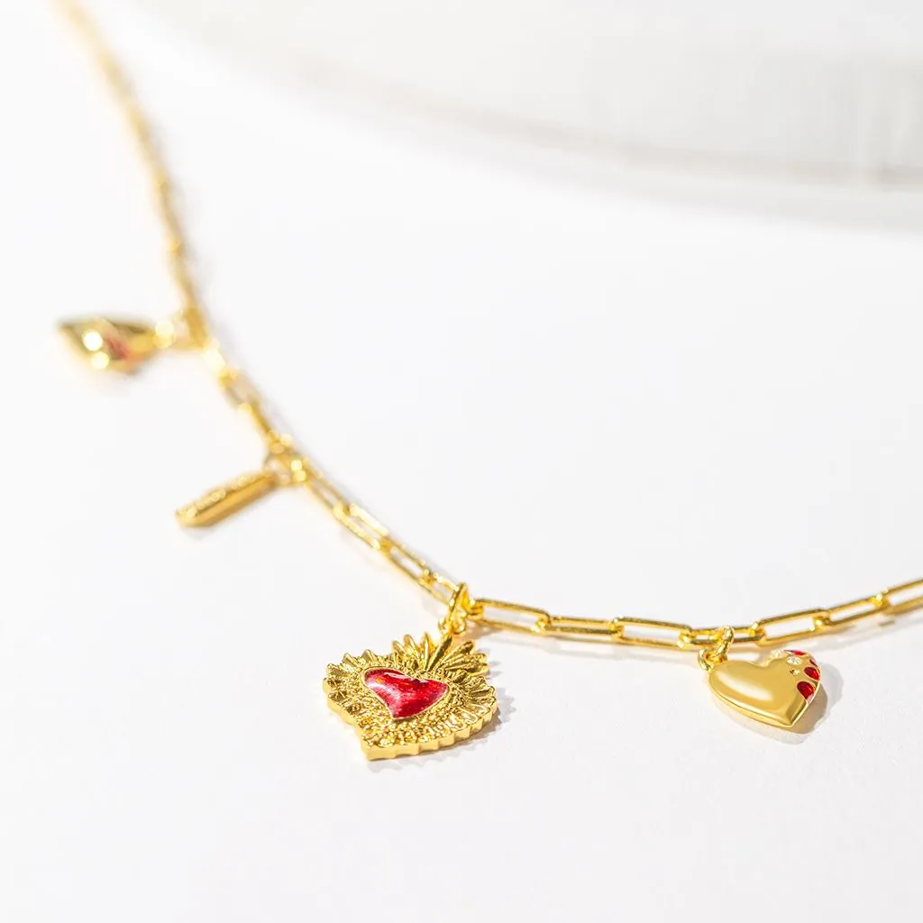 Heart Phases Charm Necklace - Gold