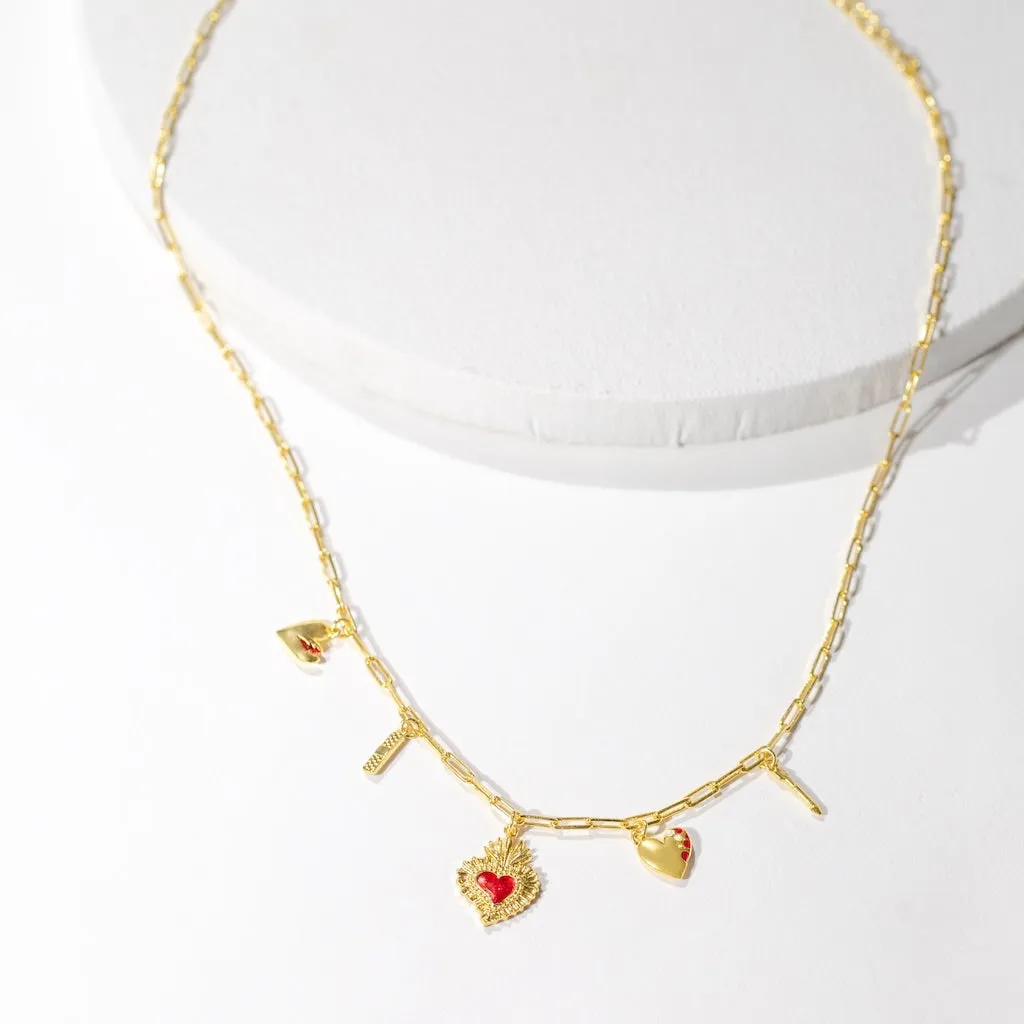 Heart Phases Charm Necklace - Gold