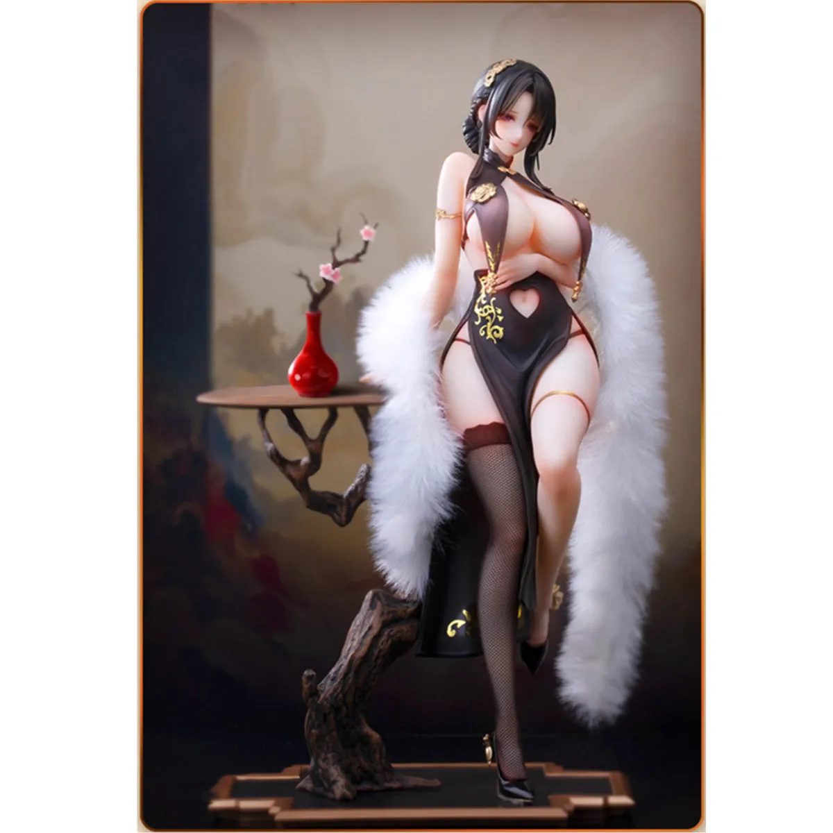 BearPanda Anime Figurine with Real Stockings, Eye-Tracking feature, Plush Shawl and Temperature-Sensitive Lacquer Cheongsam - The Phoenix Comes Edition