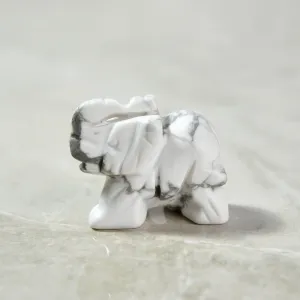 Howlite Elephant 1.5 Natural Gemstone Carving