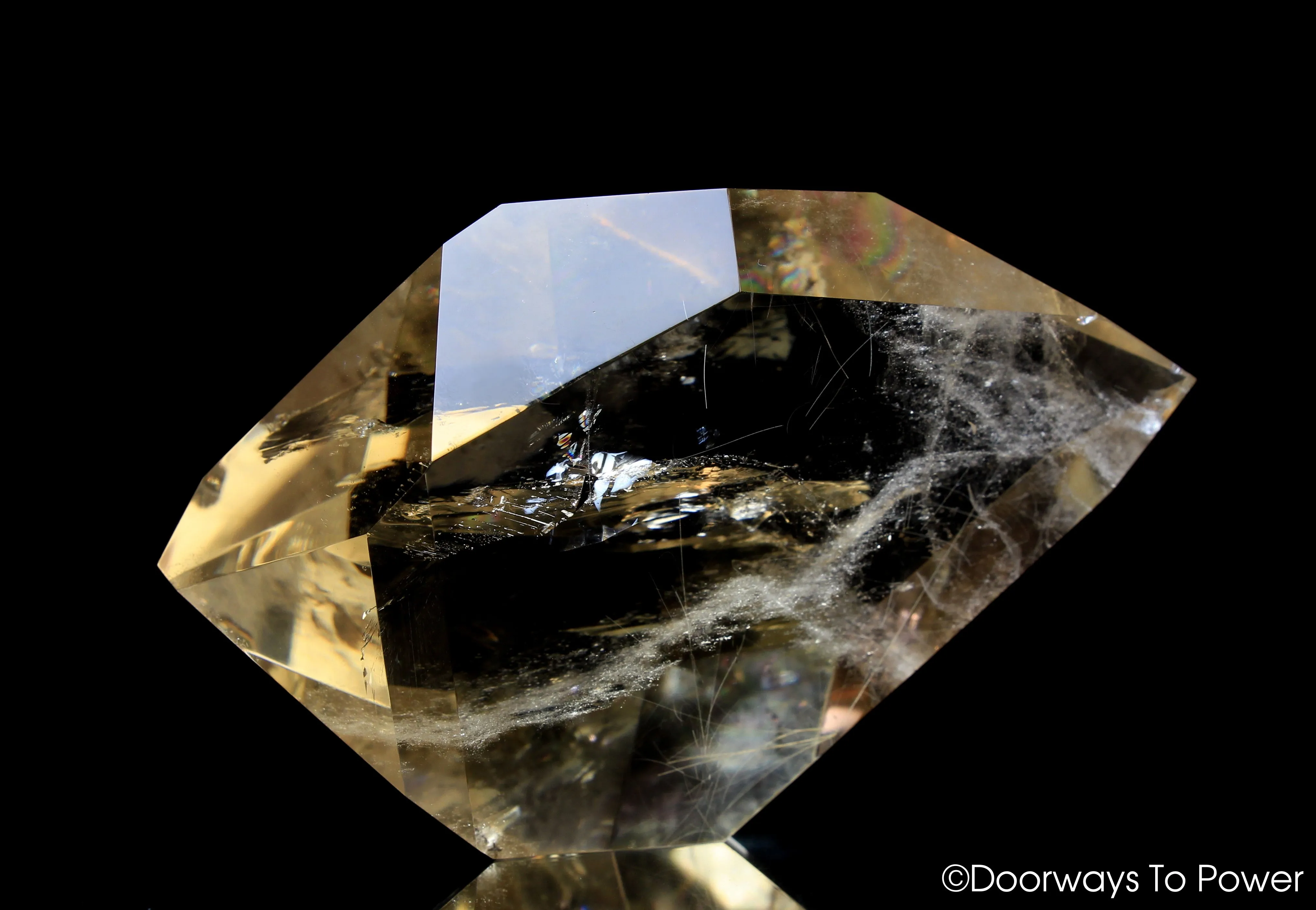 John of God Crystal Citrine Double Terminated w/ Golden Rutiles & Rainbows