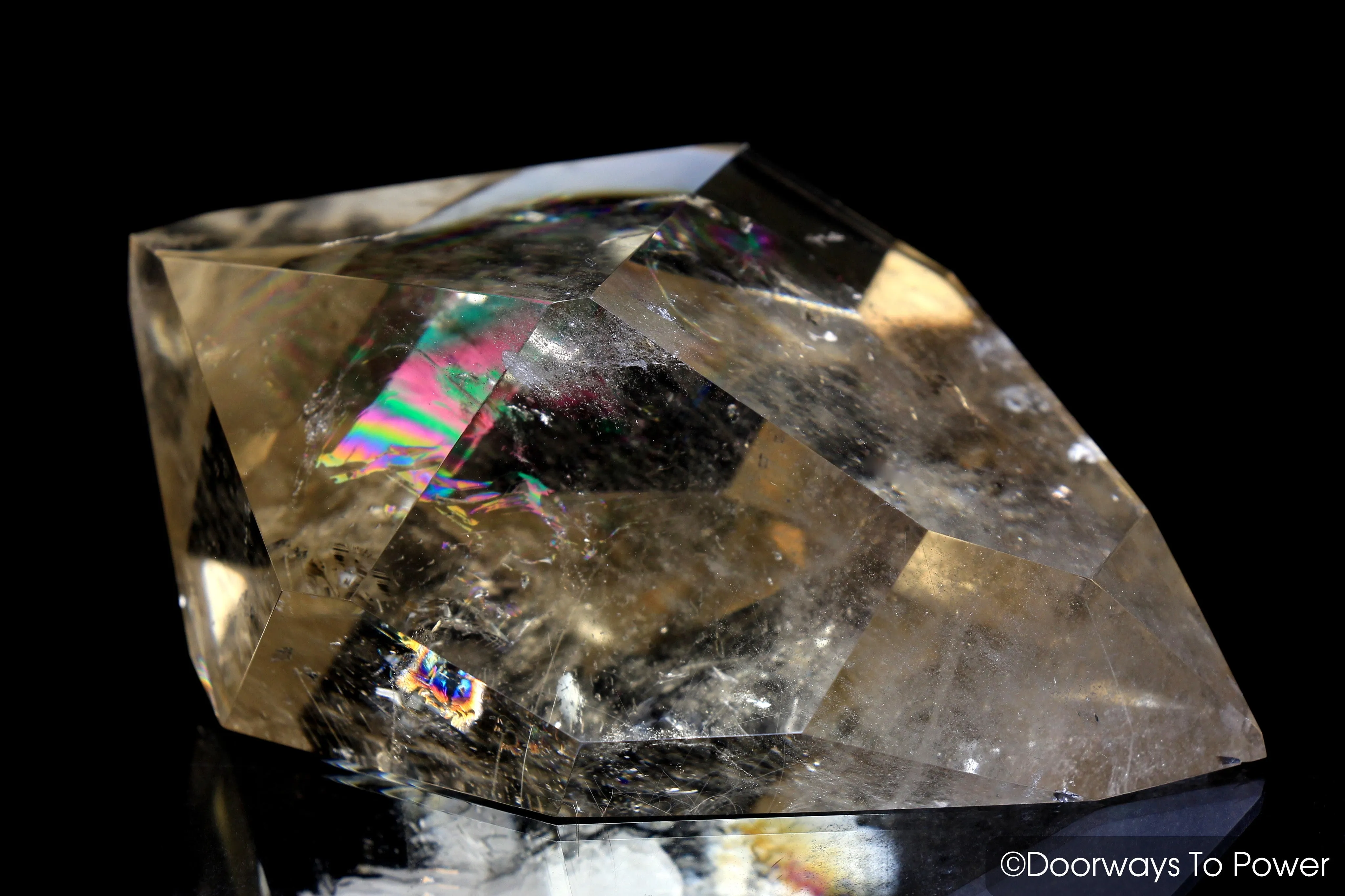 John of God Crystal Citrine Double Terminated w/ Golden Rutiles & Rainbows