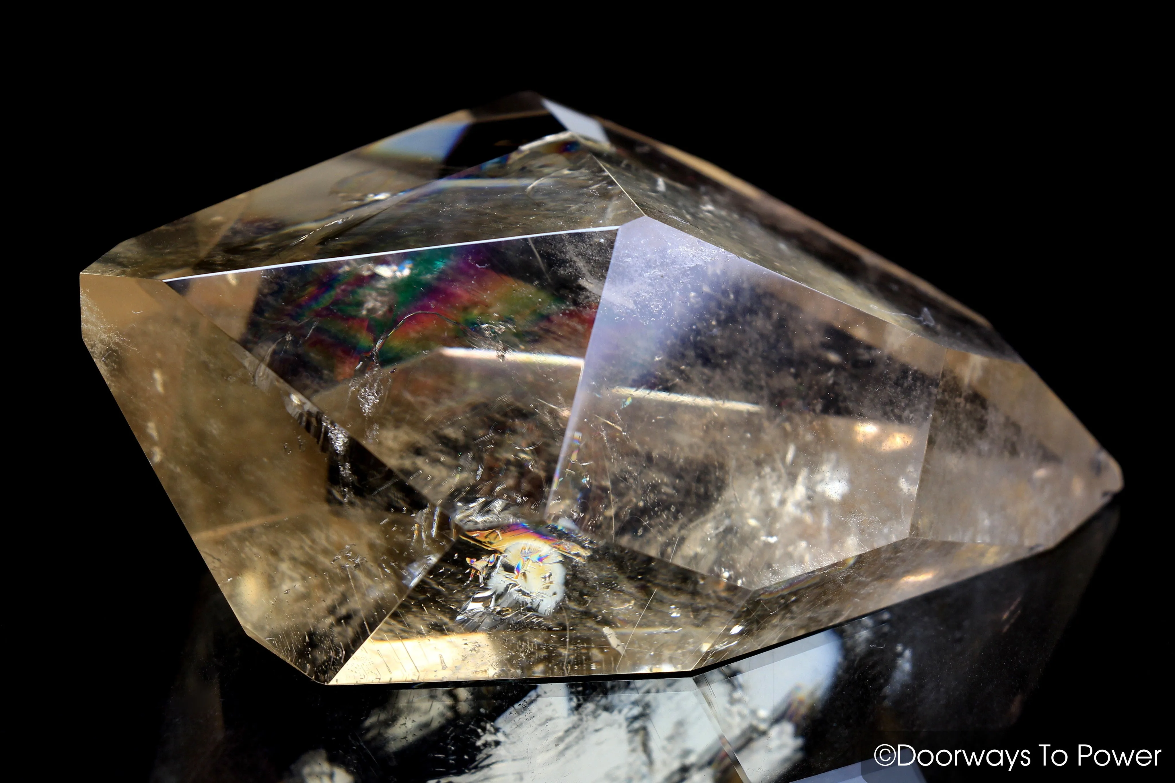 John of God Crystal Citrine Double Terminated w/ Golden Rutiles & Rainbows