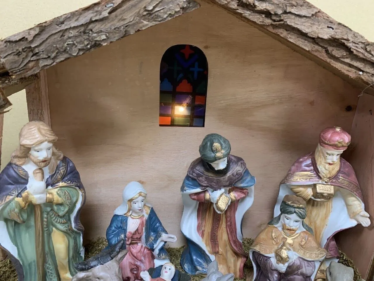 Light Up Nativity Scene with Porcelain Figurines - 98077