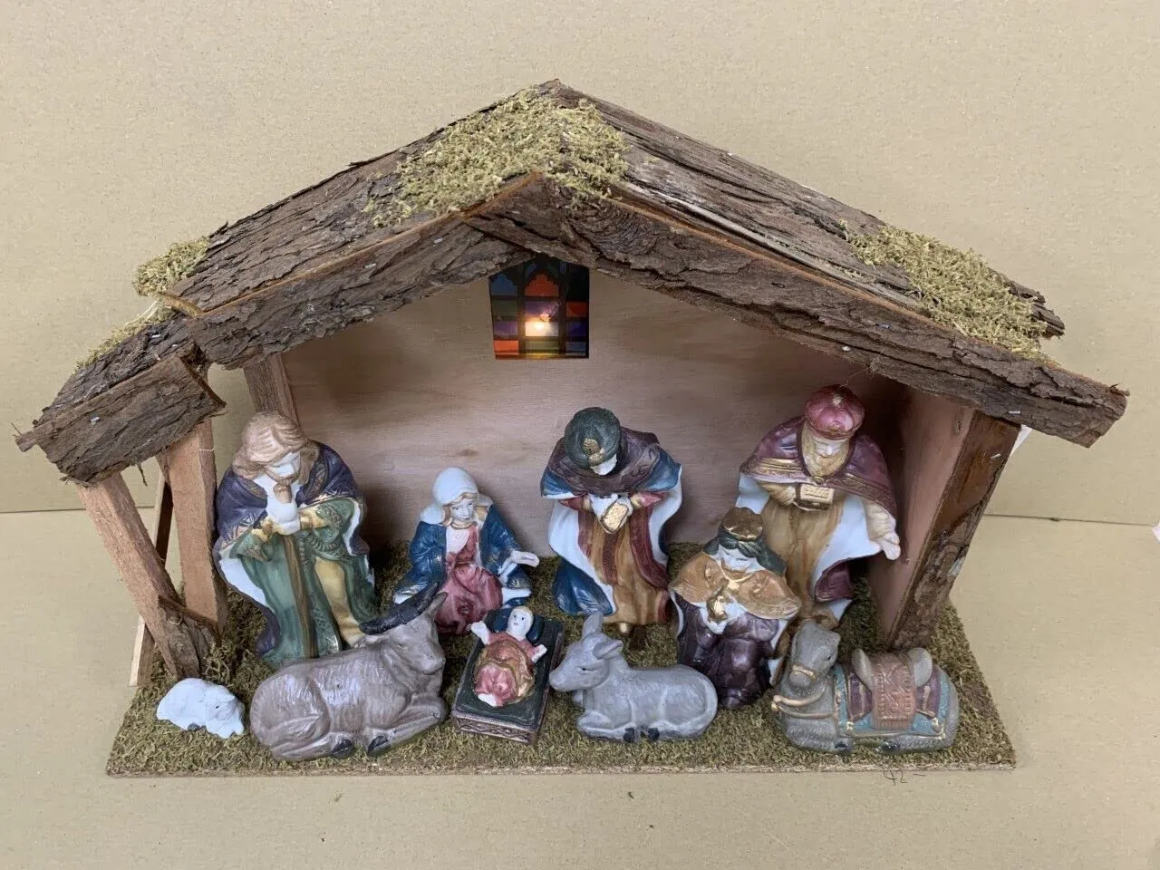 Light Up Nativity Scene with Porcelain Figurines - 98077