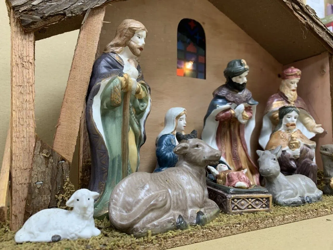 Light Up Nativity Scene with Porcelain Figurines - 98077