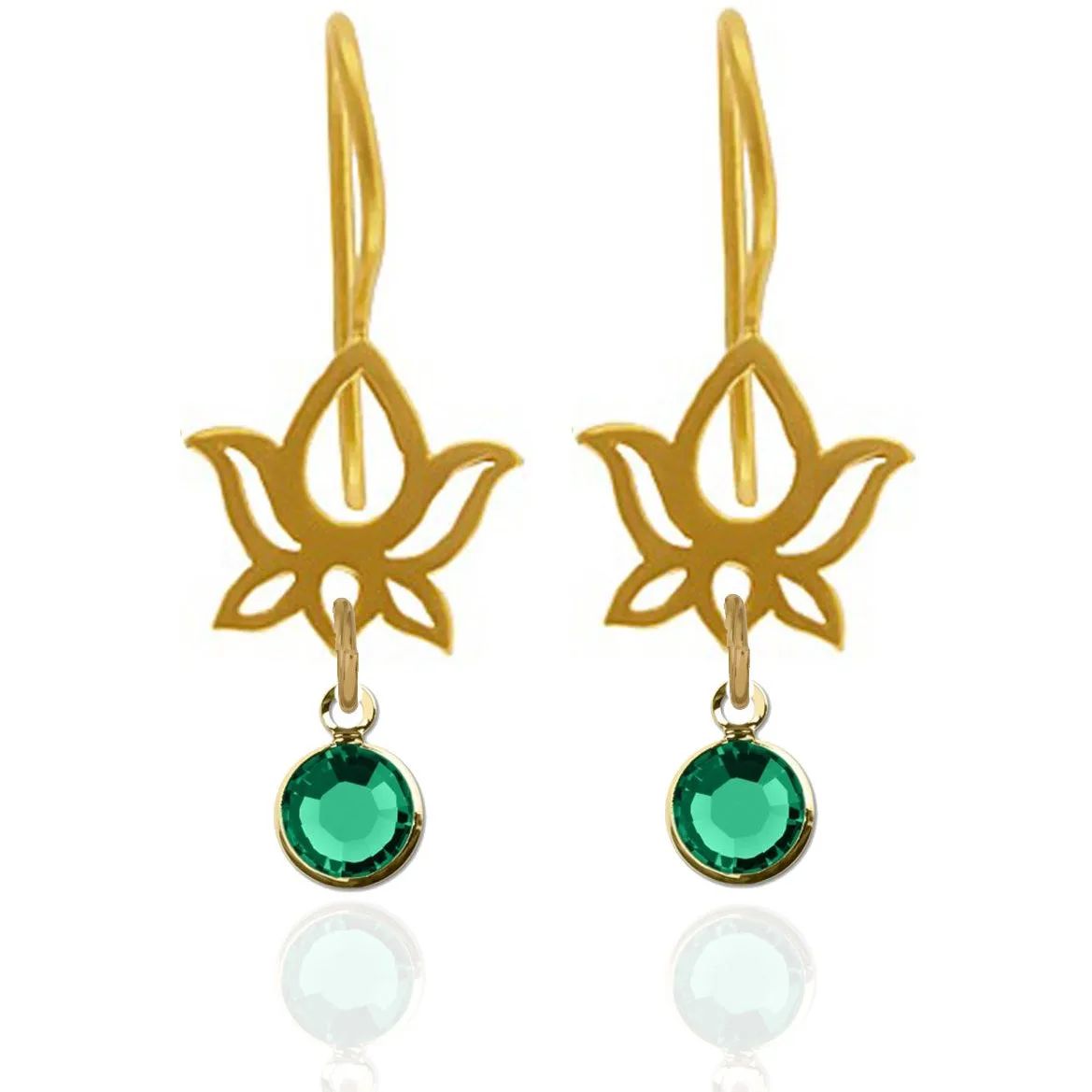 Lotus Flower Earrings with Swarovski Crystal - Gold