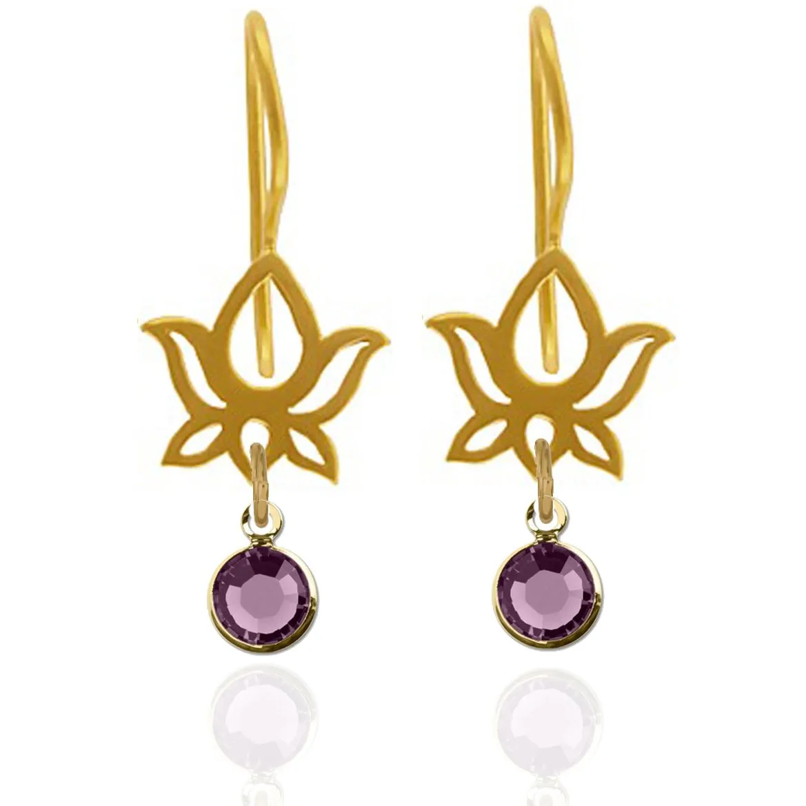 Lotus Flower Earrings with Swarovski Crystal - Gold