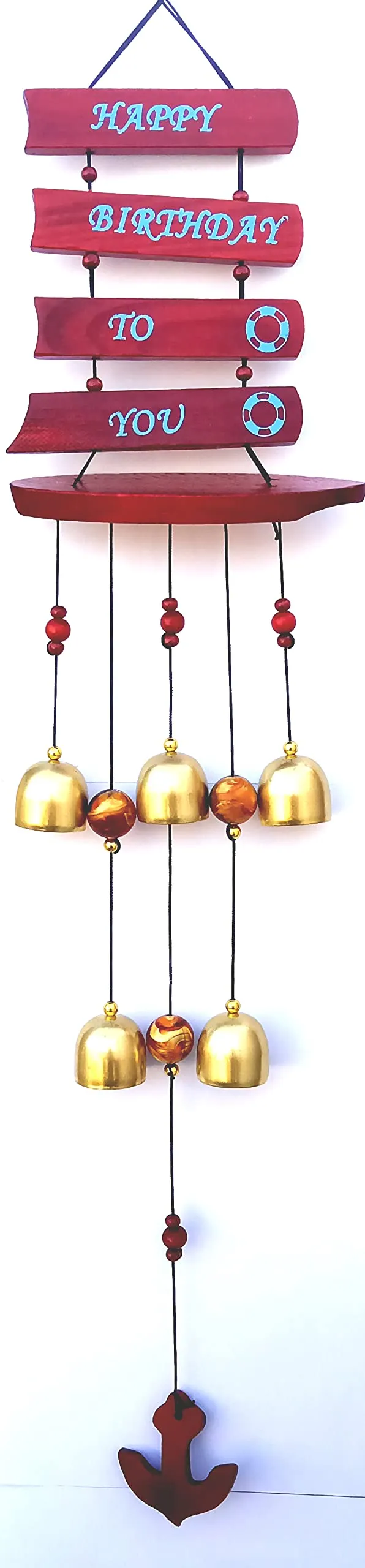 LOVE KART Happy Birthday Windchime Hanging Vastu Fengshui for Room Home Decor Balcony Garden Gallery Bedroom Gift with Good Sound Quality Positive Energy Good Luck - 24 Inches Approx