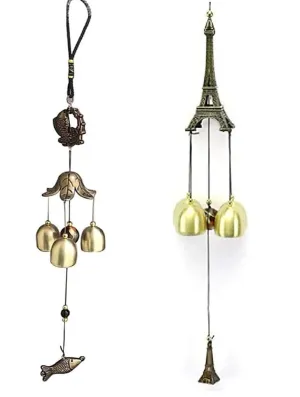 LOVE KART WindChime Hanging Fish And Eiffel Tower Wind chimes Vastu FengShui for Room Home Decor Balcony Garden Gallery Bedroom Gift with Good Sound Wealth Positive Energy GoodLuck (18 Inch Pack of 2)