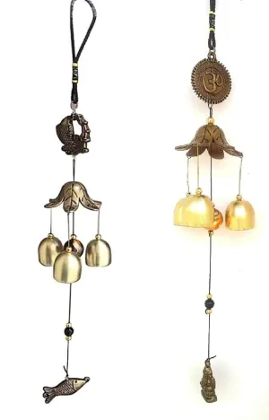 LOVE KART Windchime Hanging Fish and OM Wind Chimes Vastu FengShui for Room Home Decor Balcony Garden Gallery Bedroom Gift with Good Sound Wealth Positive Energy GoodLuck (18 Inch Pack of 2)