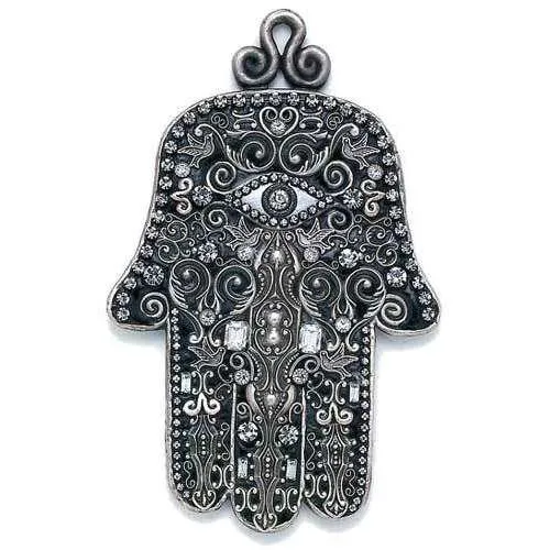 Michal Golan Black and Silver Dove Wall Hamsa