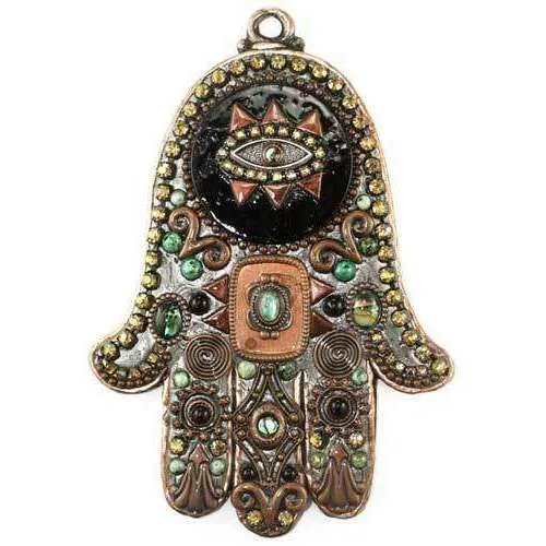 Michal Golan Copper and Onyx Evil Eye Wall Hamsa