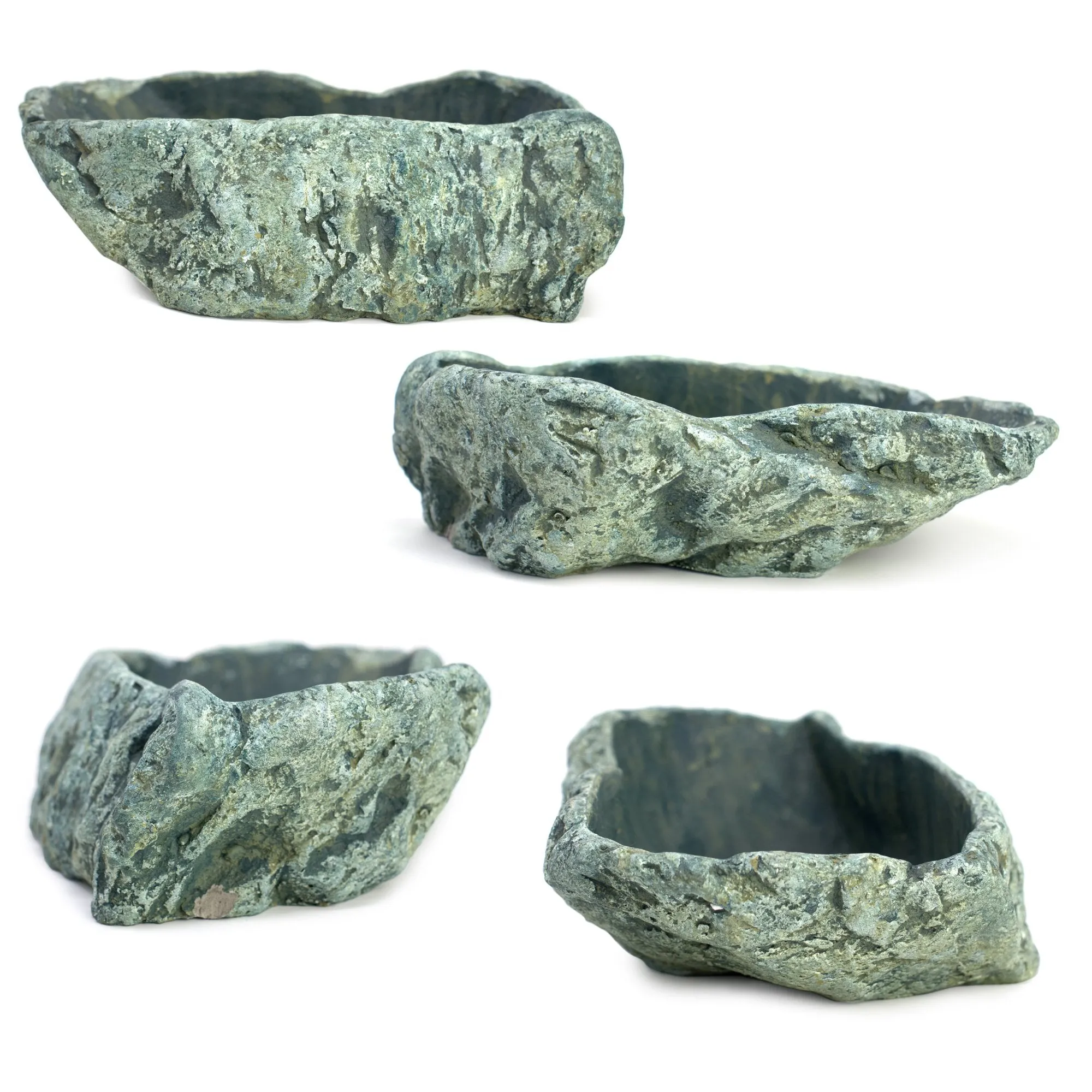 Natural Elements Rock Planter (Basin)  Realistic Woodland-Themed with Intricate Stone