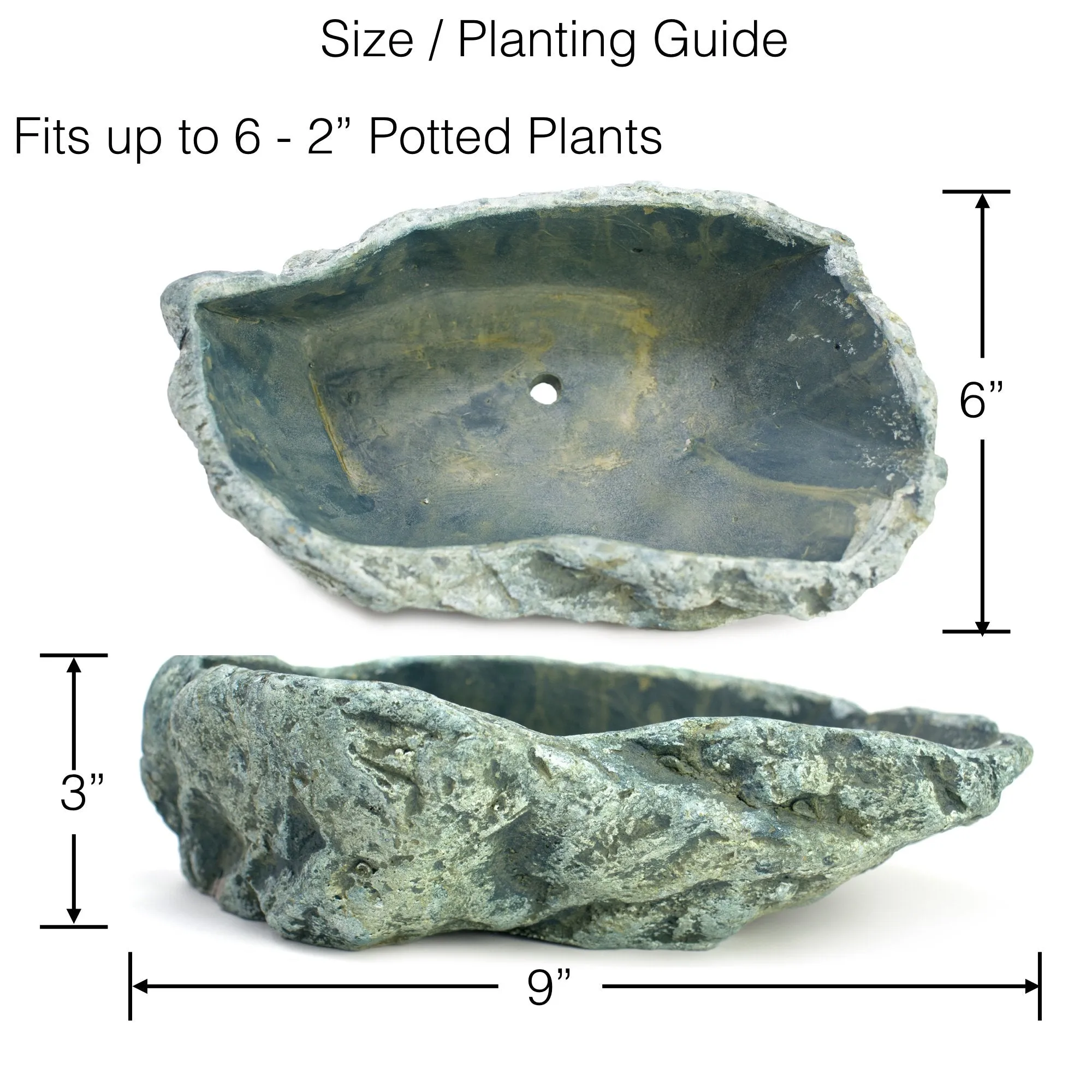 Natural Elements Rock Planter (Basin)  Realistic Woodland-Themed with Intricate Stone