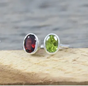 Natural Multi Gemstone 925 Sterling Silver Ring, Garnet, Peridot Gemstone, Handmade Jewelry, Gift for Her