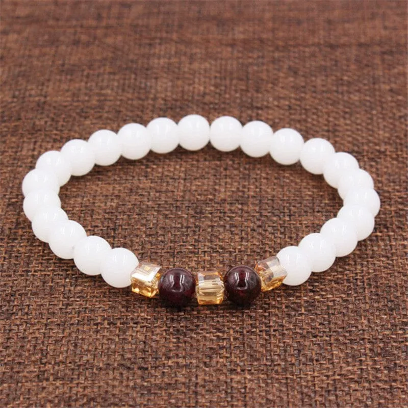 Natural White Chalcedony Charm Bracelet