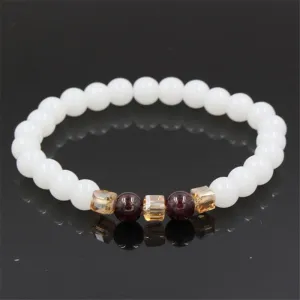 Natural White Chalcedony Charm Bracelet