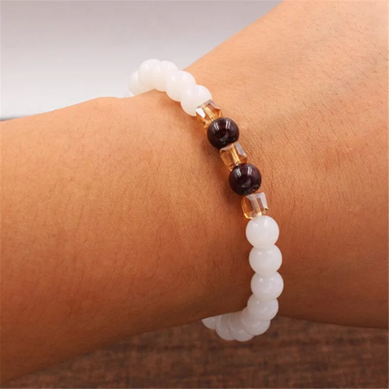 Natural White Chalcedony Charm Bracelet