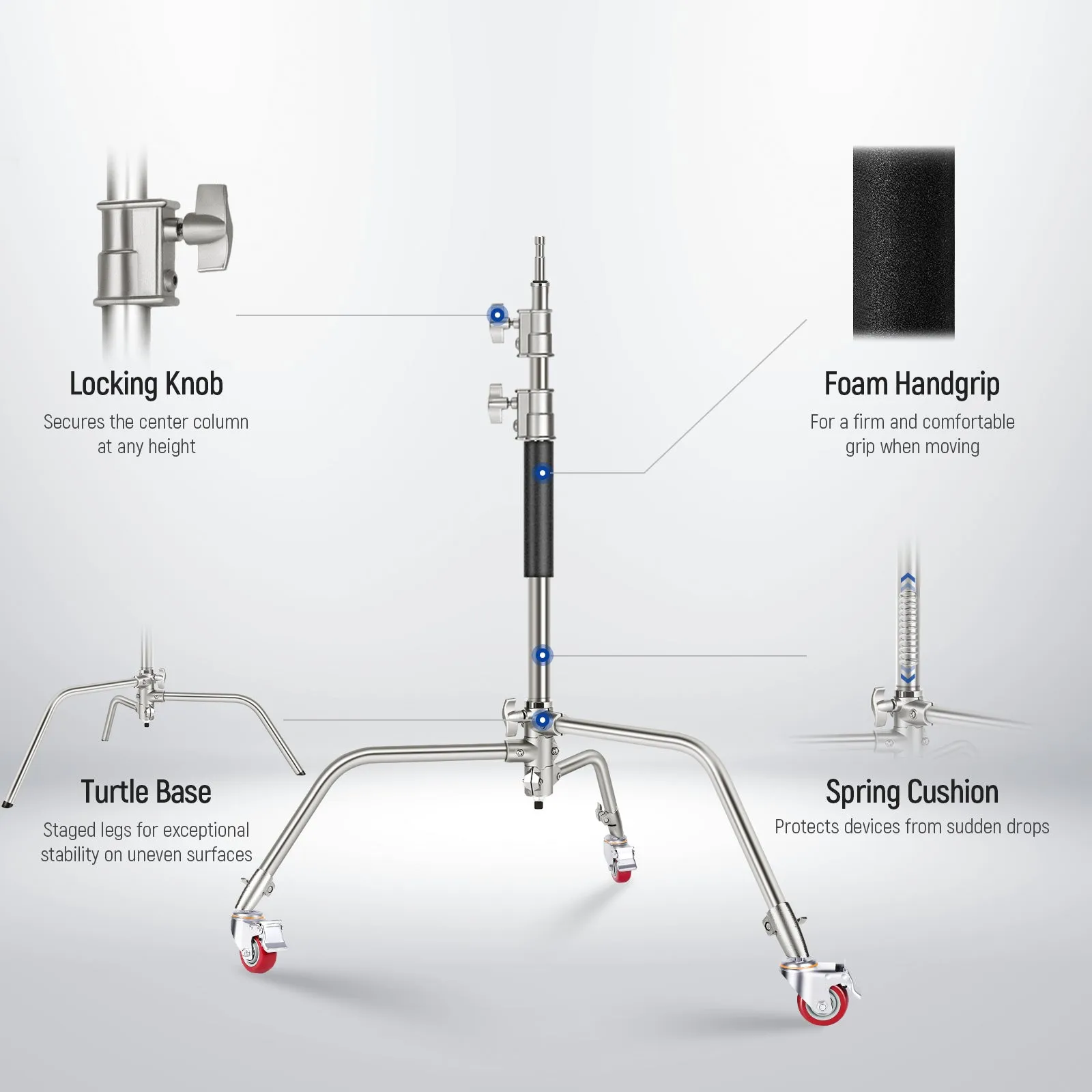 NEEWER SC186W 73"/186cm Stainless Steel Heavy Duty C Stand