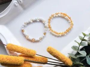 November Bracelet Stack || Citrine & Moonstone Beaded Bracelet || Reiki Infused